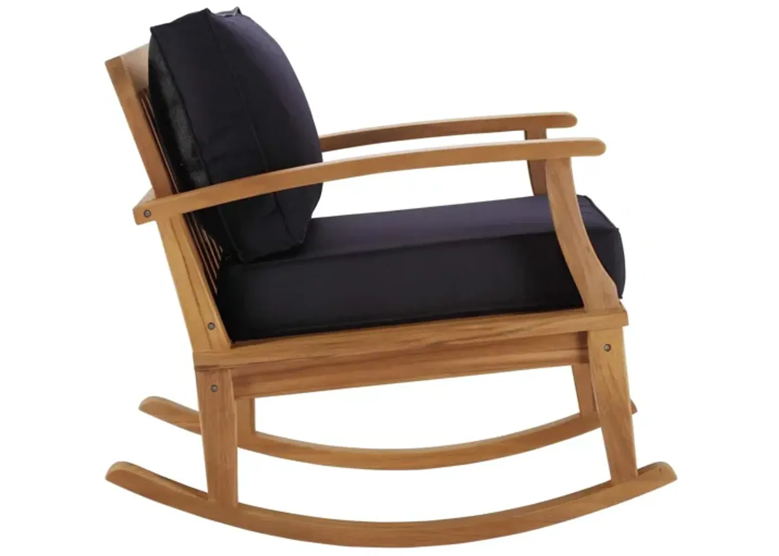 Marina Outdoor Patio Teak Rocking Chair in Natural Navy