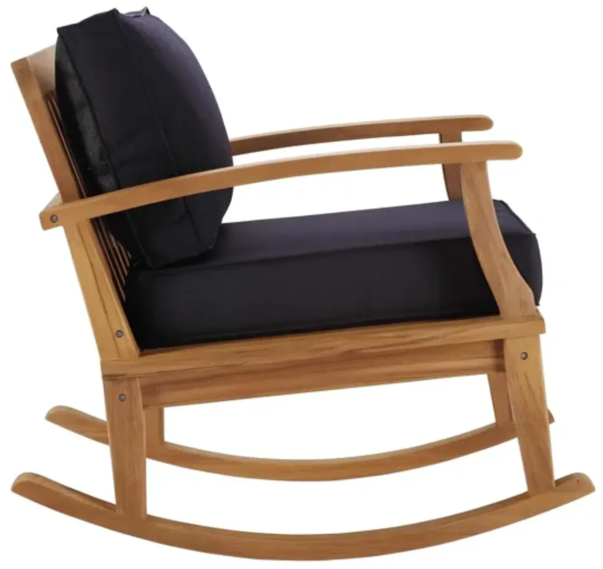 Marina Outdoor Patio Teak Rocking Chair in Natural Navy