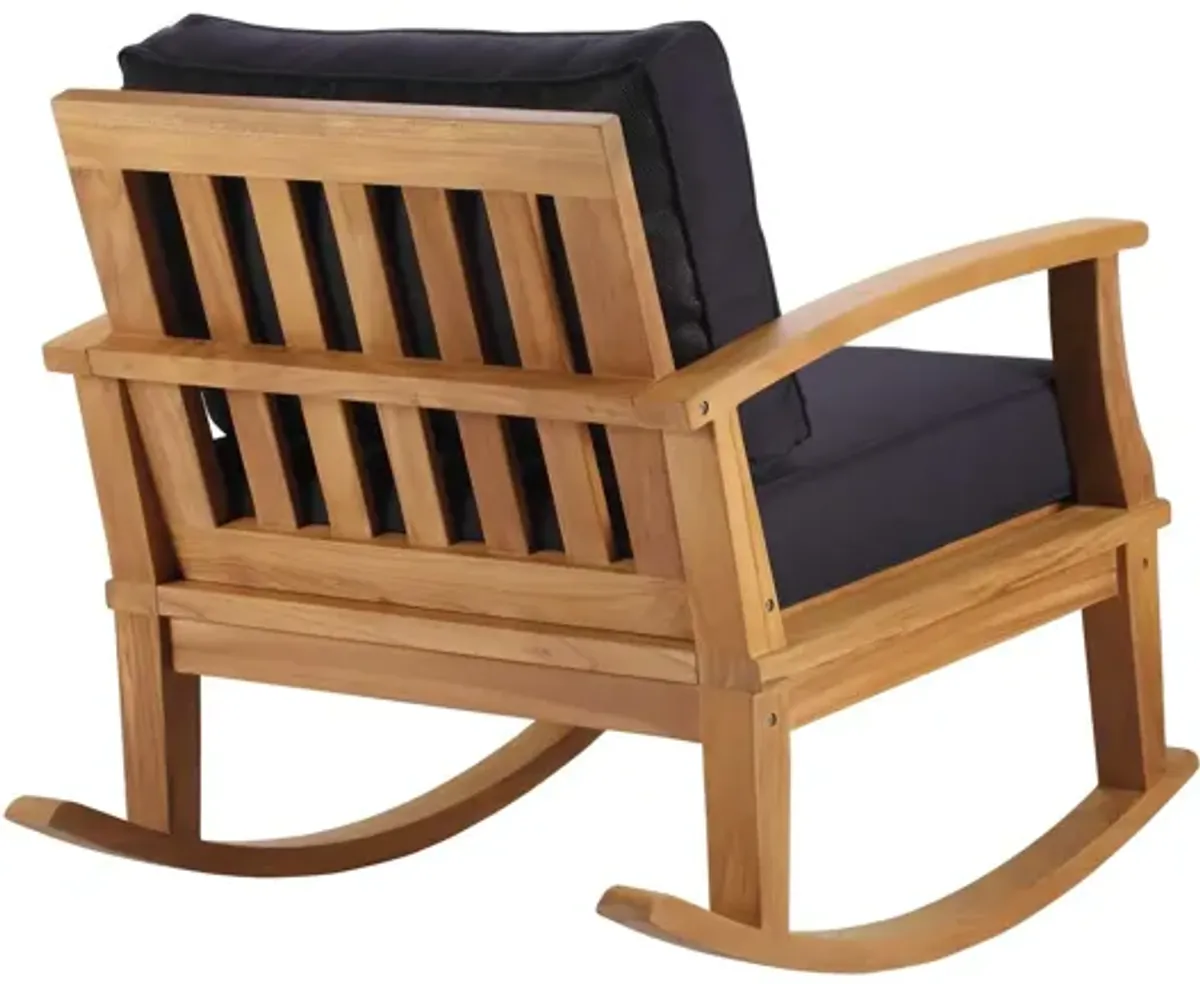 Marina Outdoor Patio Teak Rocking Chair in Natural Navy