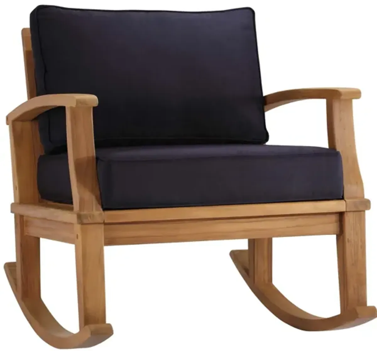 Marina Outdoor Patio Teak Rocking Chair in Natural Navy