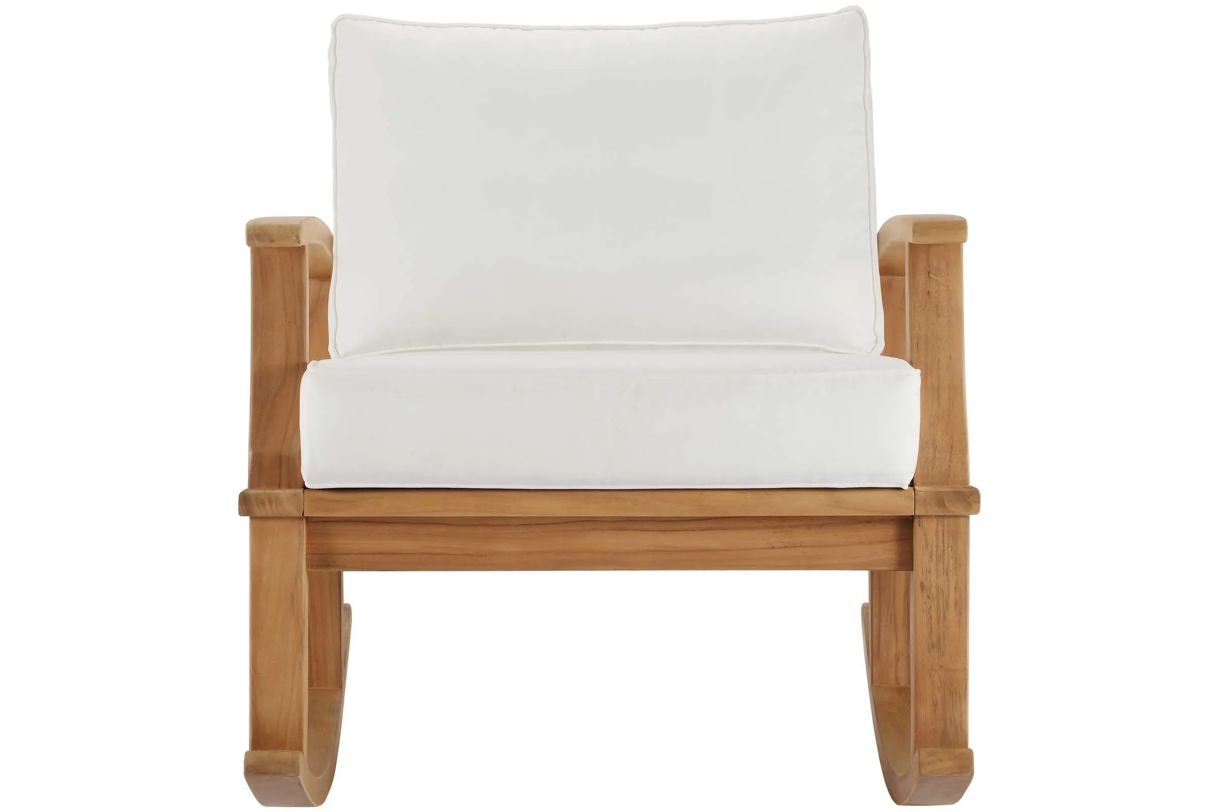 Marina Outdoor Patio Teak Rocking Chair in Natural White