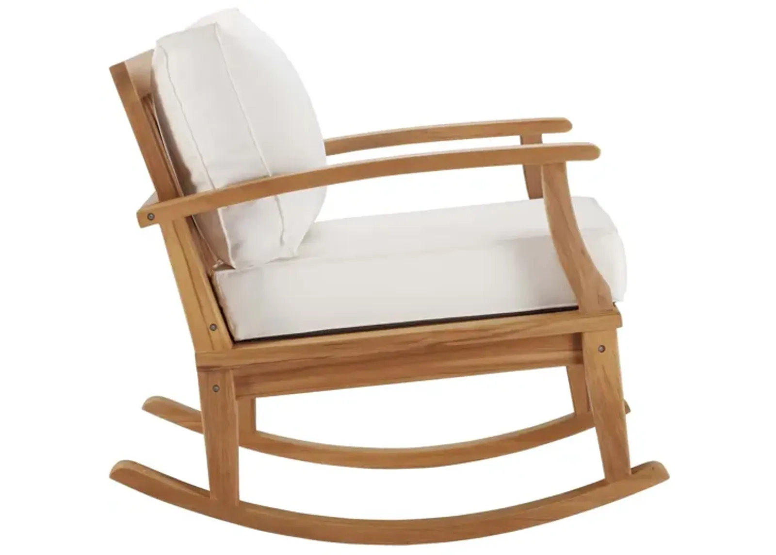 Marina Outdoor Patio Teak Rocking Chair in Natural White