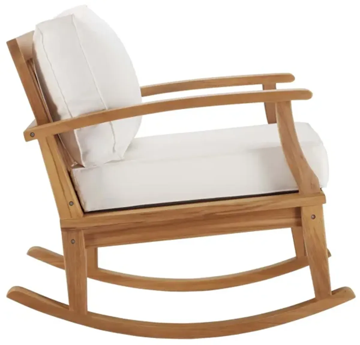 Marina Outdoor Patio Teak Rocking Chair in Natural White