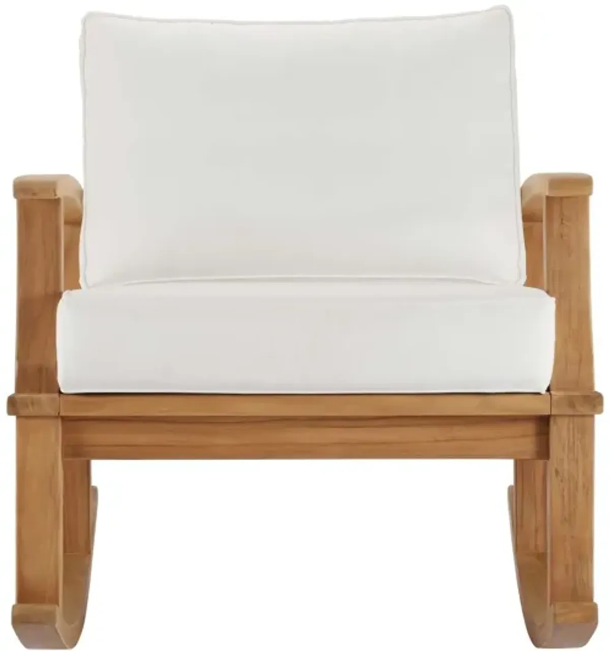 Marina Outdoor Patio Teak Rocking Chair in Natural White