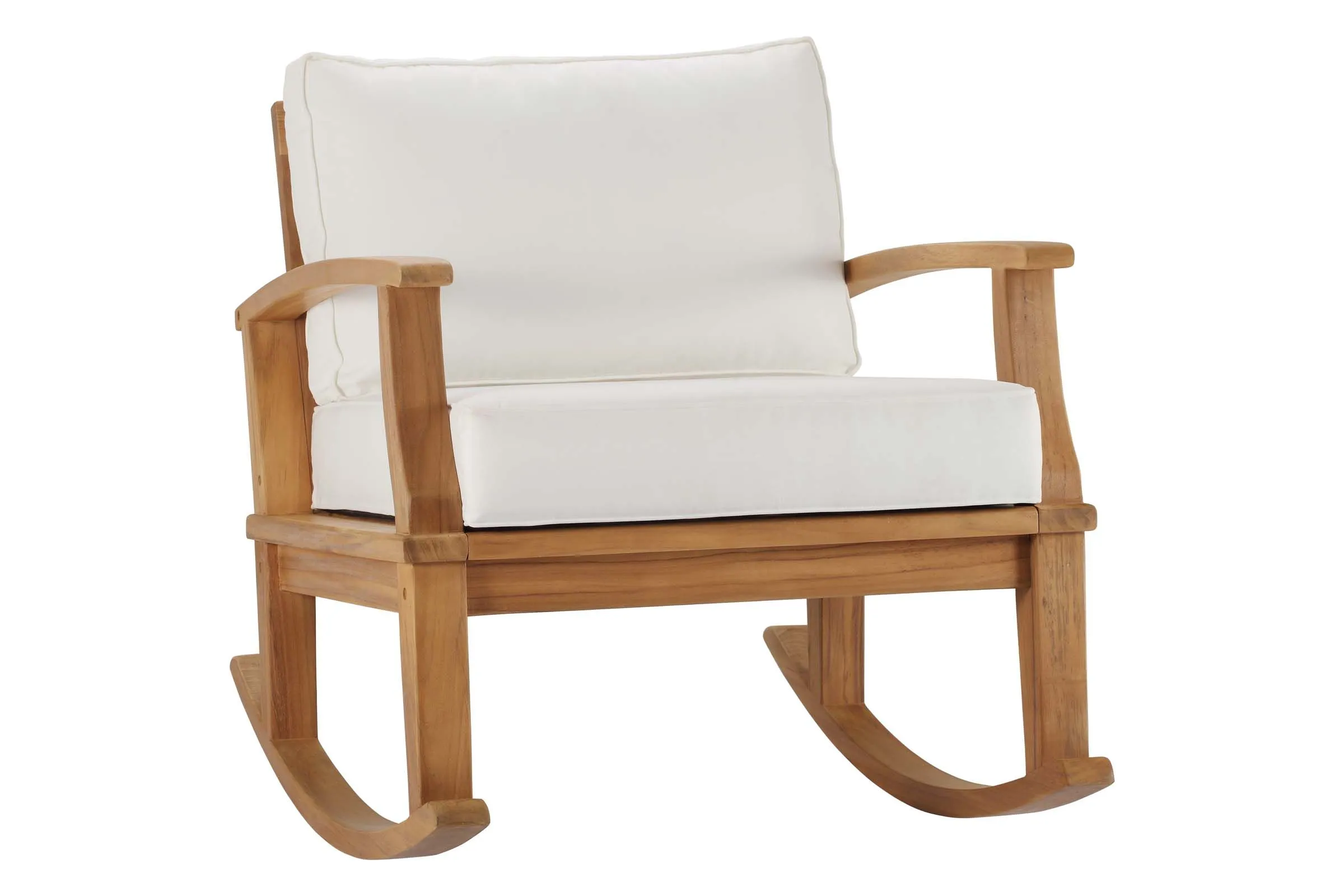 Marina Outdoor Patio Teak Rocking Chair in Natural White