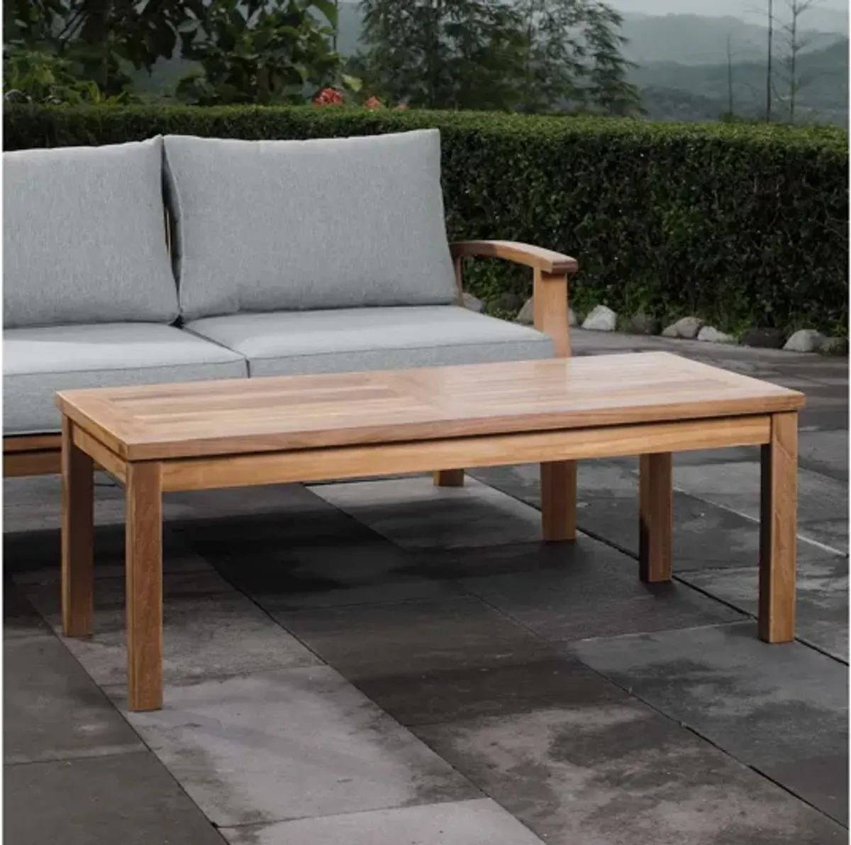 Marina Outdoor Patio Teak Rectangle Coffee Table in Natural