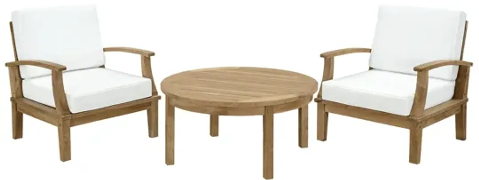 Marina 3 Piece Outdoor Patio Teak Set in Natural White