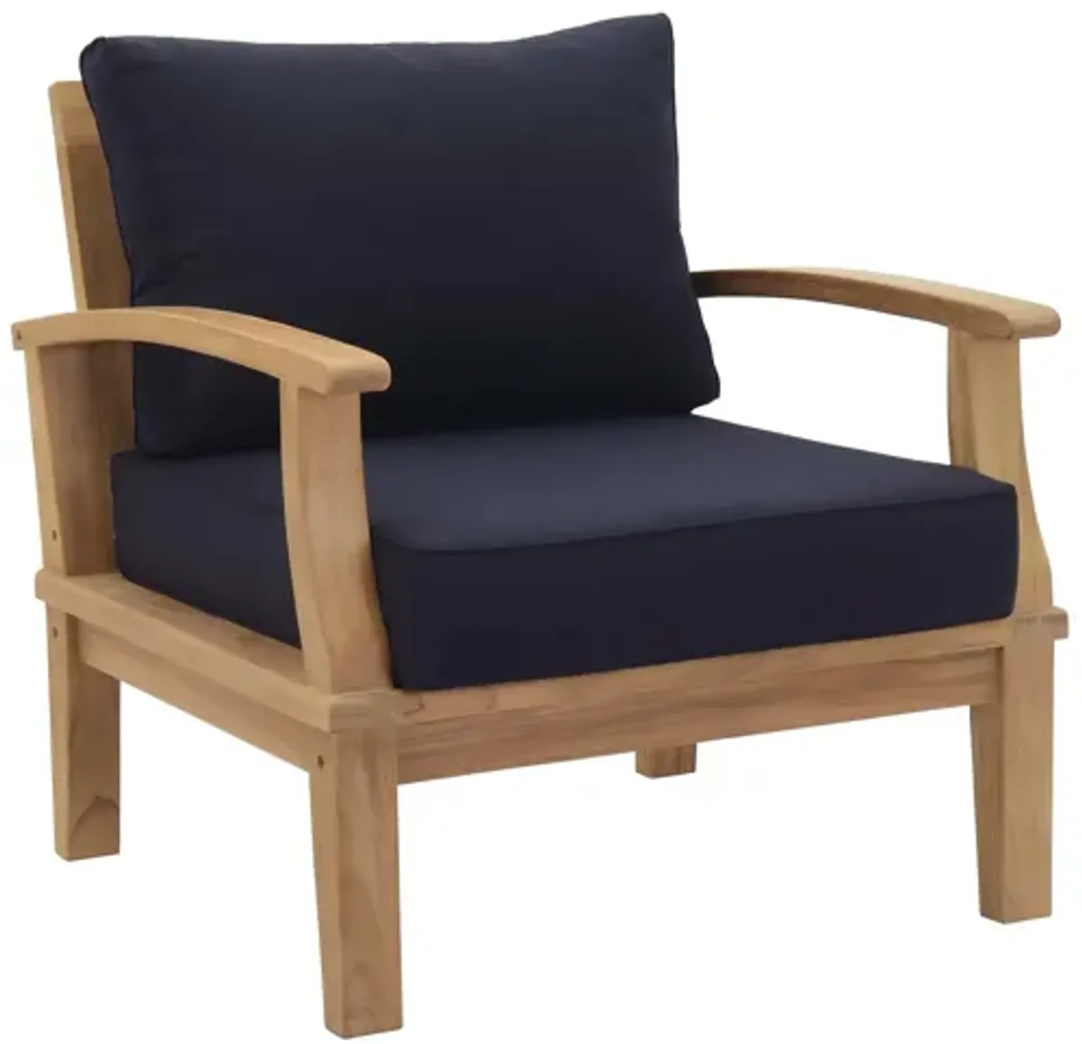 Marina 3 Piece Outdoor Patio Teak Set in Natural Navy