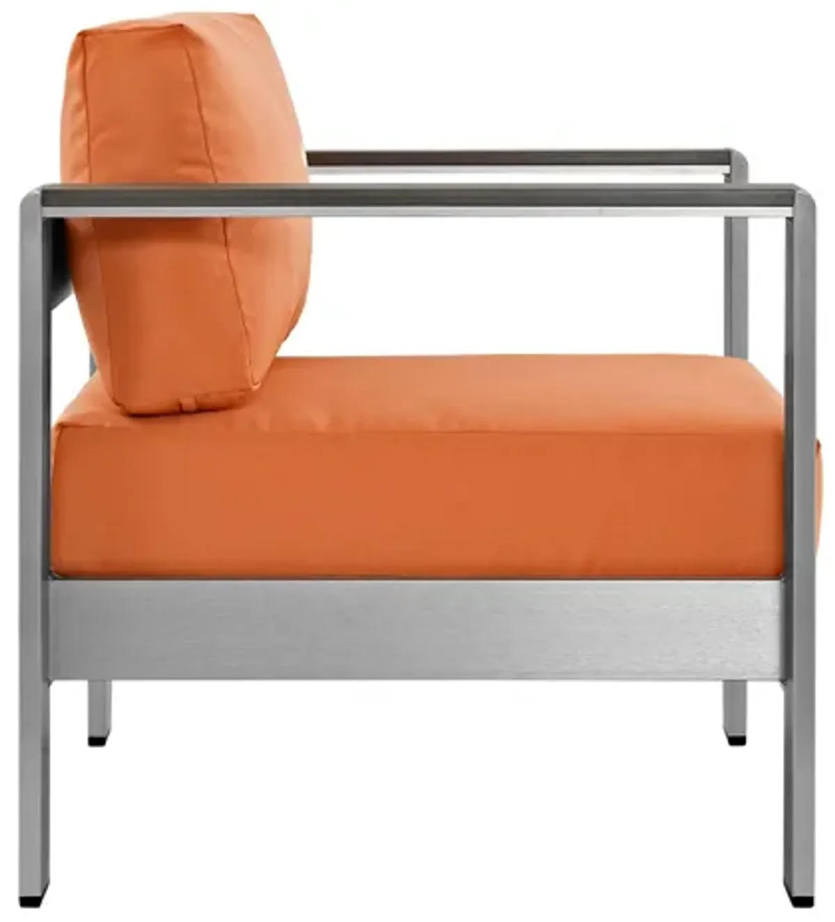 Shore Outdoor Patio Aluminum Armchair in Silver Orange