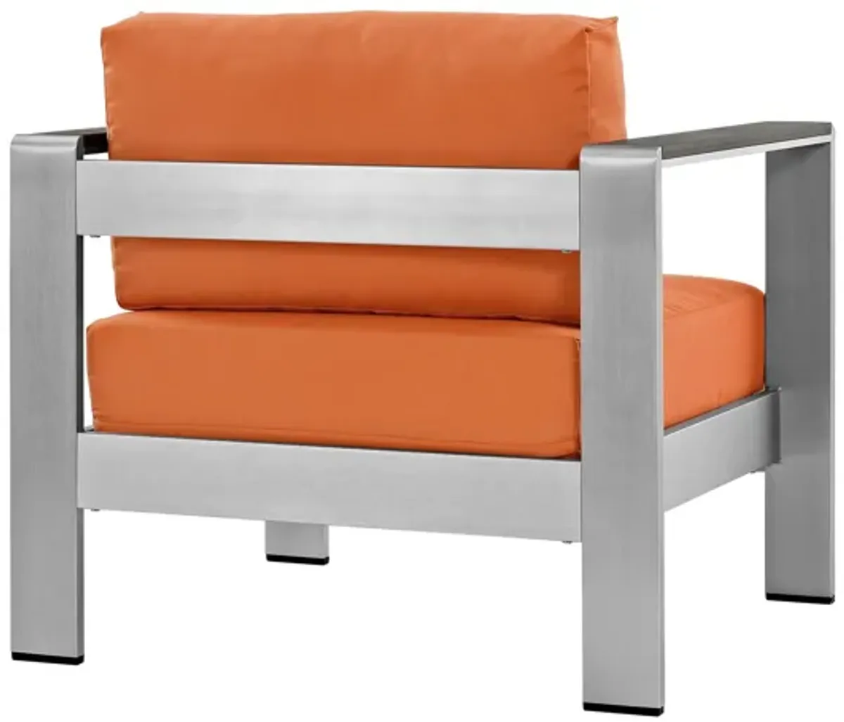 Shore Outdoor Patio Aluminum Armchair in Silver Orange