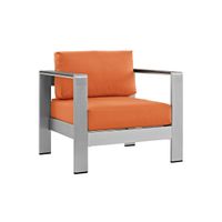 Shore Outdoor Patio Aluminum Armchair in Silver Orange
