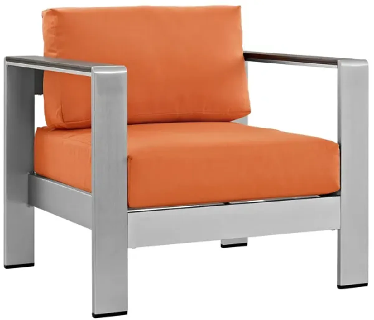 Shore Outdoor Patio Aluminum Armchair in Silver Orange