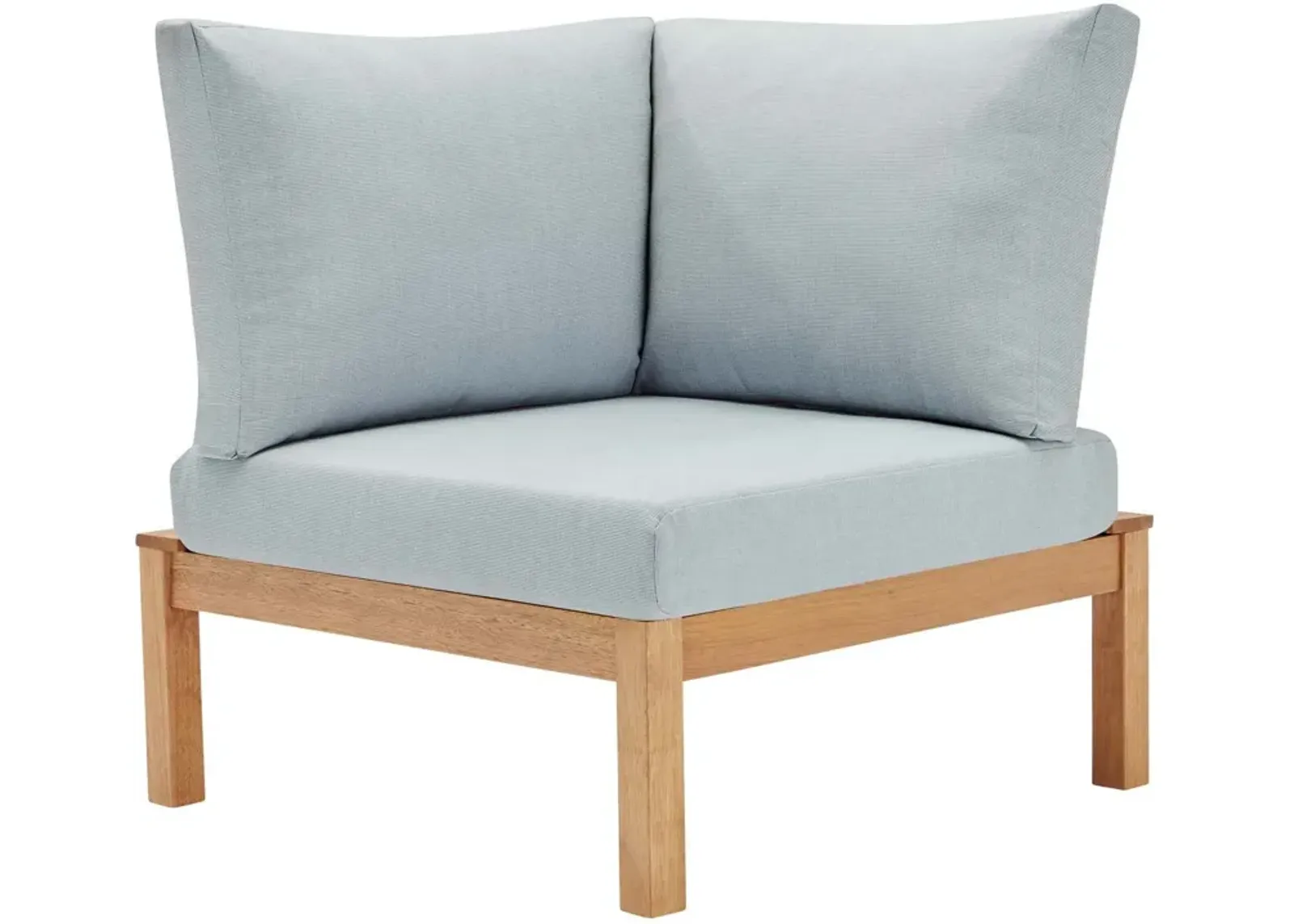 Freeport Karri Wood Sectional Sofa Outdoor Patio Corner Chair in Natural Light Blue