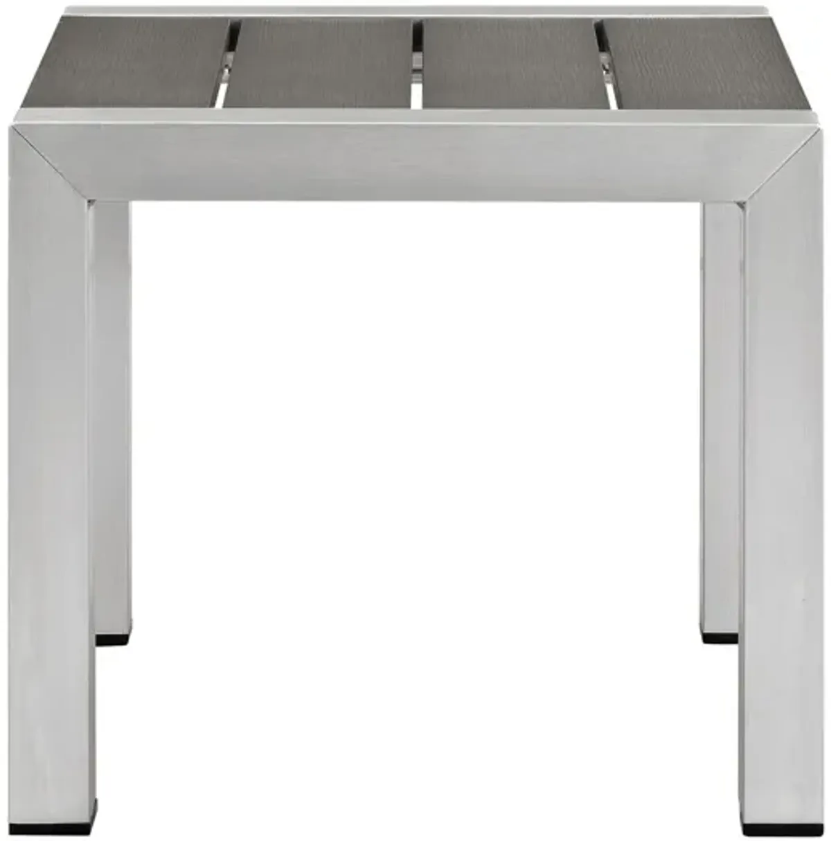 Shore Outdoor Patio Aluminum Side Table in Silver Gray