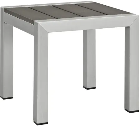 Shore Outdoor Patio Aluminum Side Table in Silver Gray