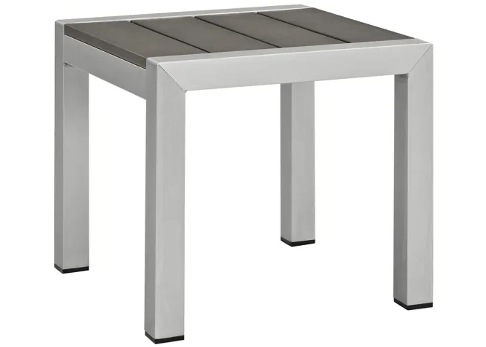 Shore Outdoor Patio Aluminum Side Table in Silver Gray