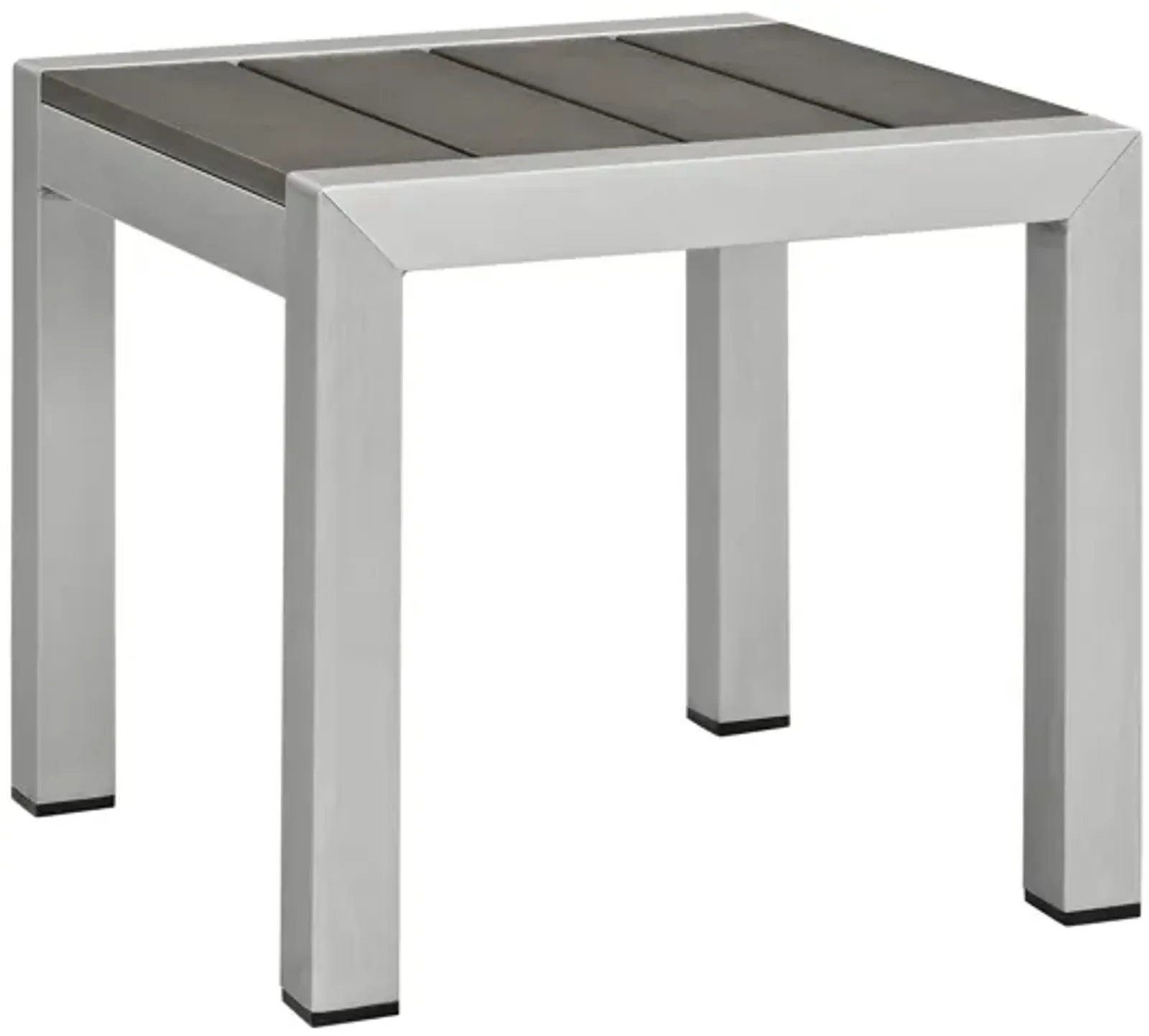 Shore Outdoor Patio Aluminum Side Table in Silver Gray