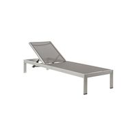 Shore Outdoor Patio Aluminum Mesh Chaise in Silver Gray