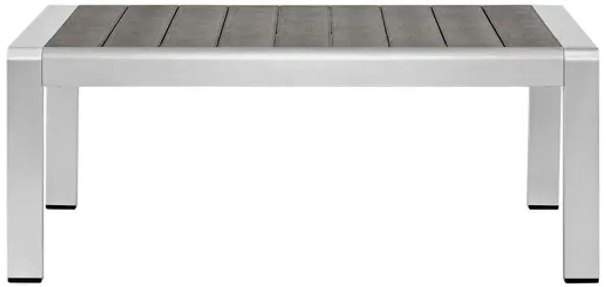 Shore Outdoor Patio Aluminum Coffee Table in Silver Gray