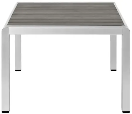 Shore Outdoor Patio Aluminum Coffee Table in Silver Gray