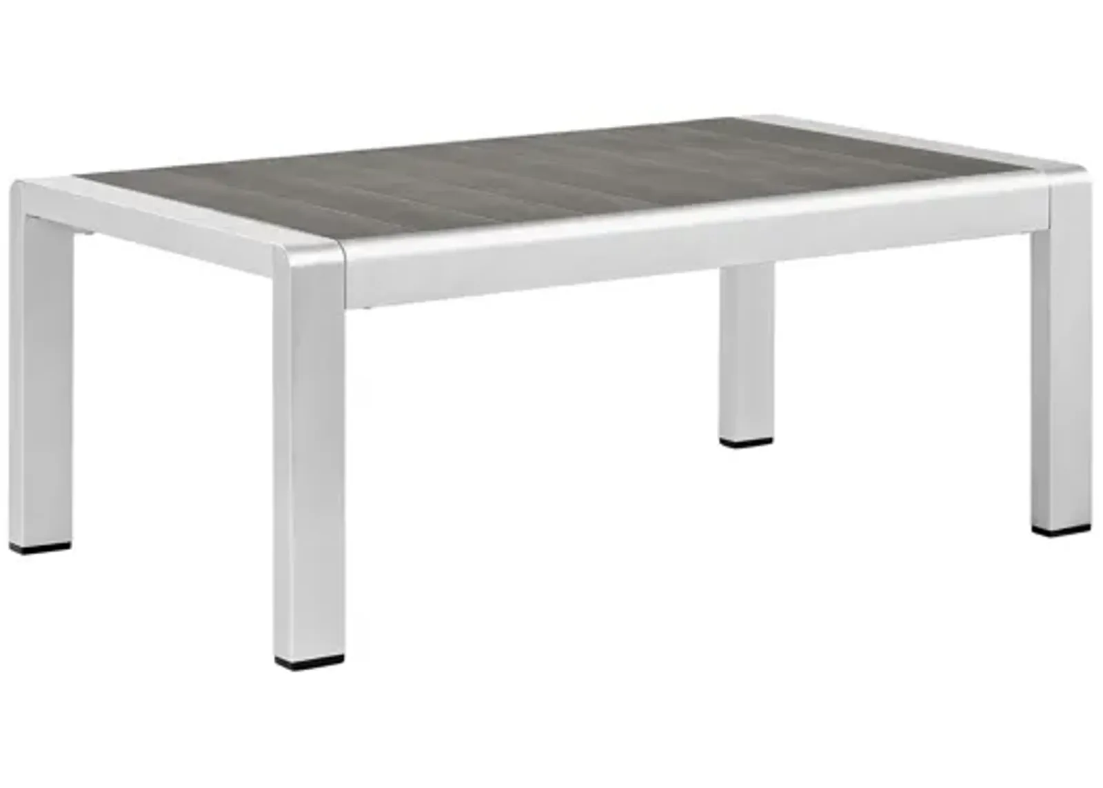 Shore Outdoor Patio Aluminum Coffee Table in Silver Gray