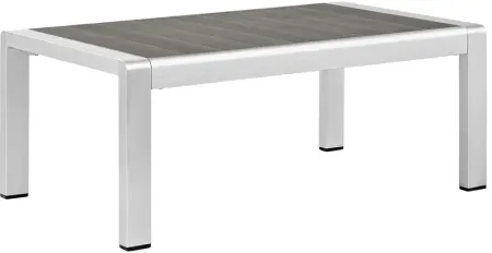 Shore Outdoor Patio Aluminum Coffee Table in Silver Gray
