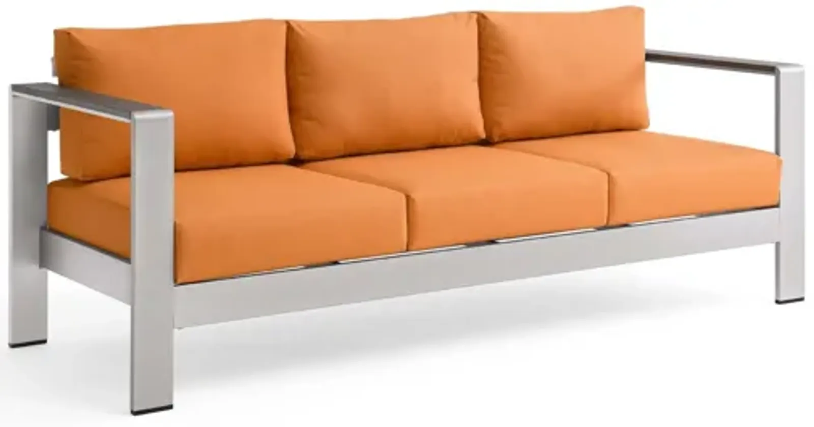 Shore Outdoor Patio Aluminum Sofa in Silver Orange