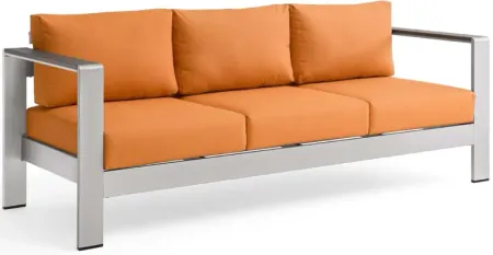 Shore Outdoor Patio Aluminum Sofa in Silver Orange