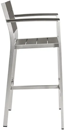 Shore Outdoor Patio Aluminum Bar Stool in Silver Gray