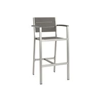 Shore Outdoor Patio Aluminum Bar Stool in Silver Gray