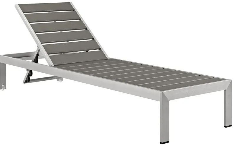 Shore Outdoor Patio Aluminum Chaise in Silver Gray