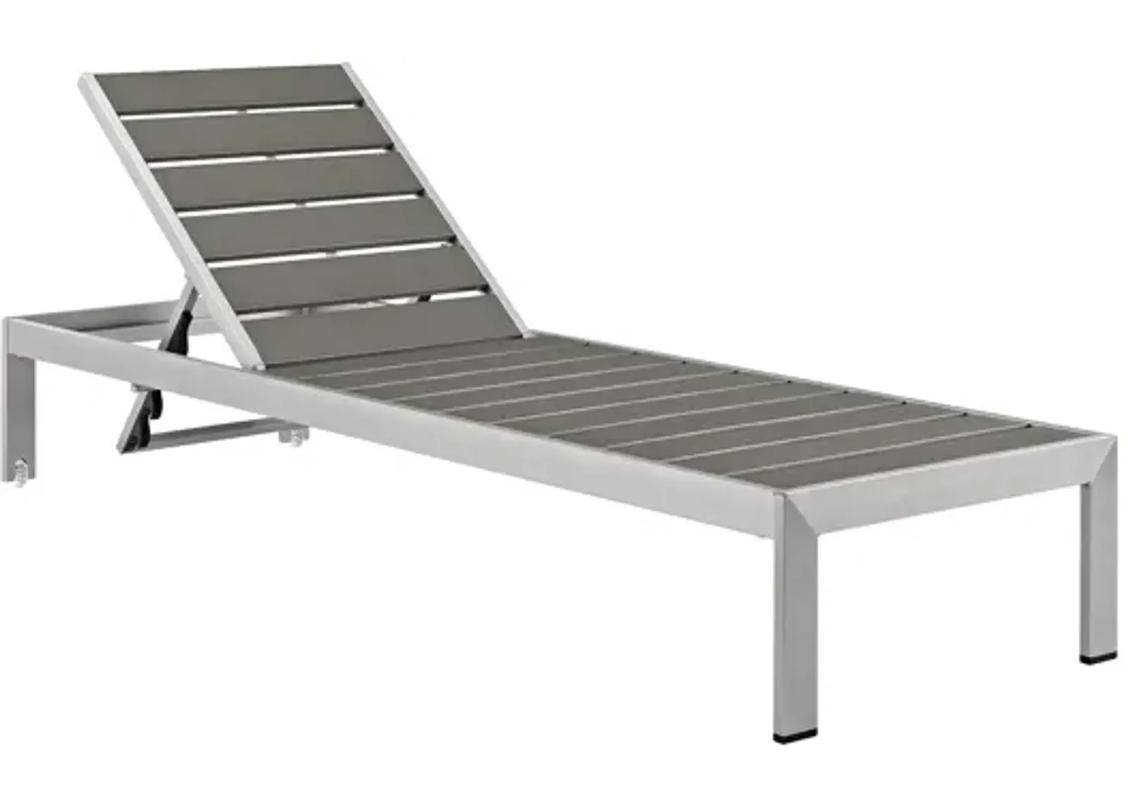 Shore Outdoor Patio Aluminum Chaise in Silver Gray