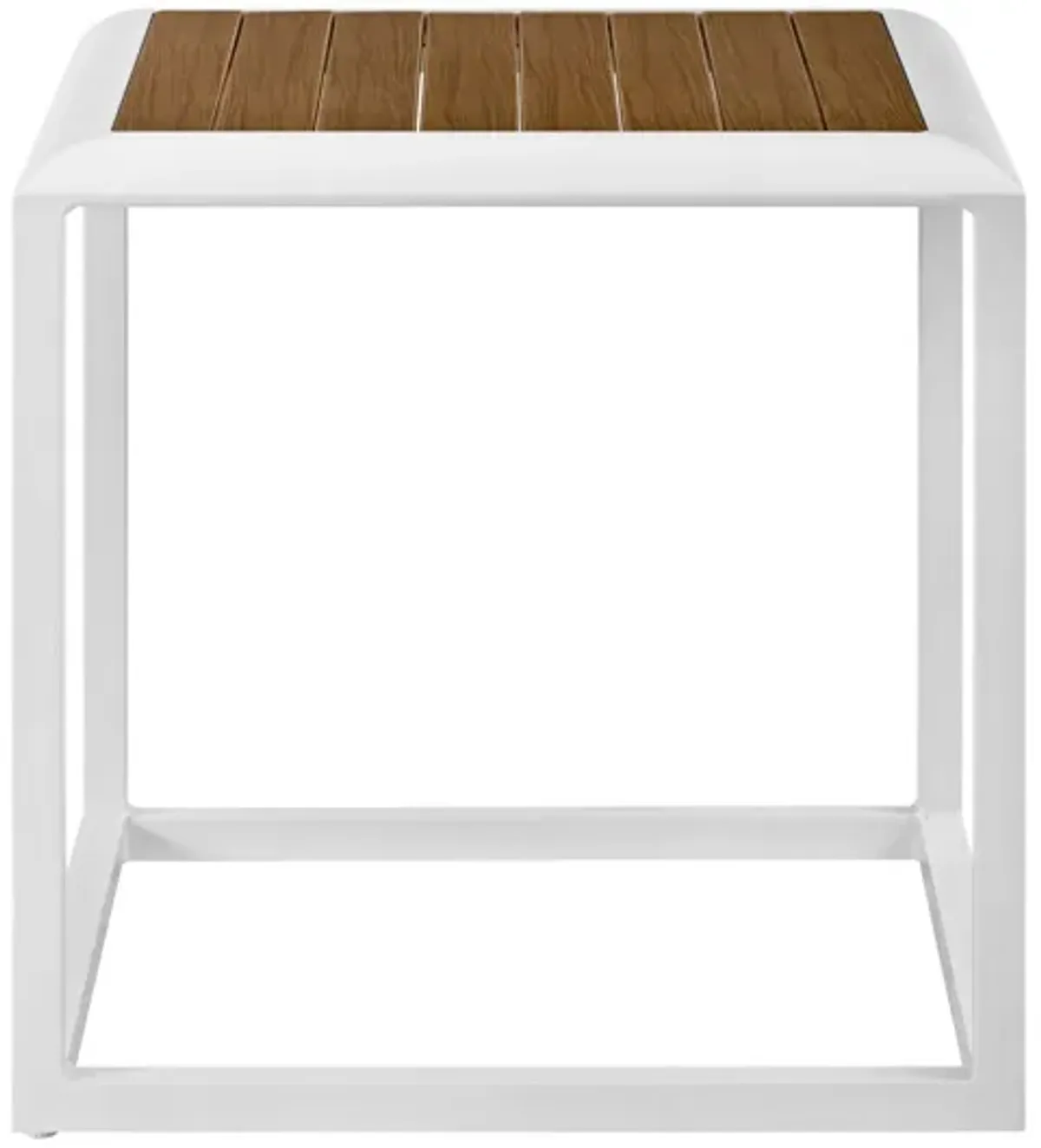 Stance Outdoor Patio Aluminum Side Table in White Natural