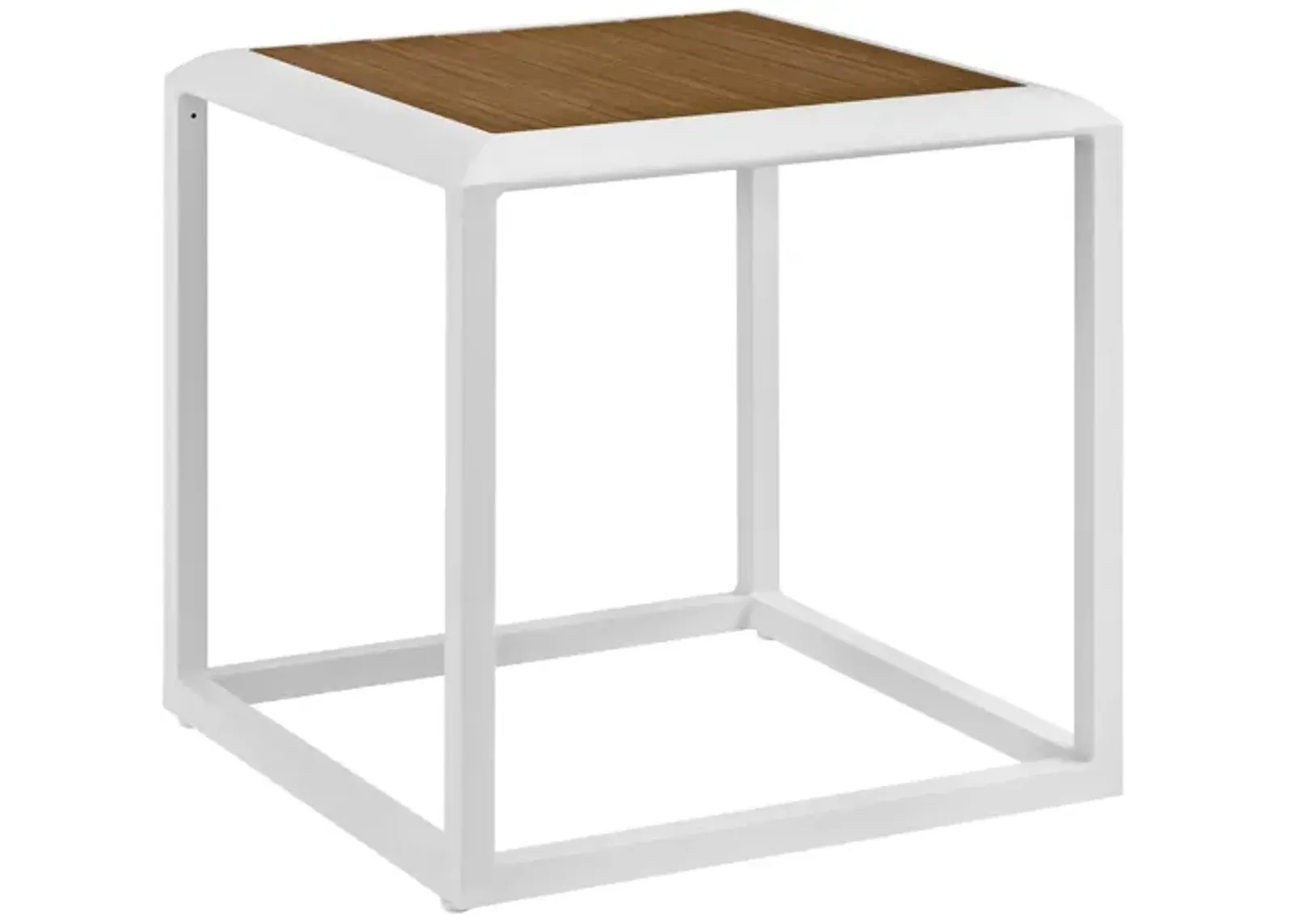 Stance Outdoor Patio Aluminum Side Table in White Natural