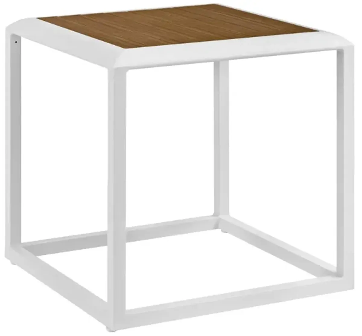 Stance Outdoor Patio Aluminum Side Table in White Natural