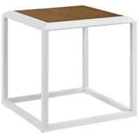 Stance Outdoor Patio Aluminum Side Table in White Natural