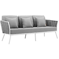Stance Outdoor Patio Aluminum Sofa in White Gray