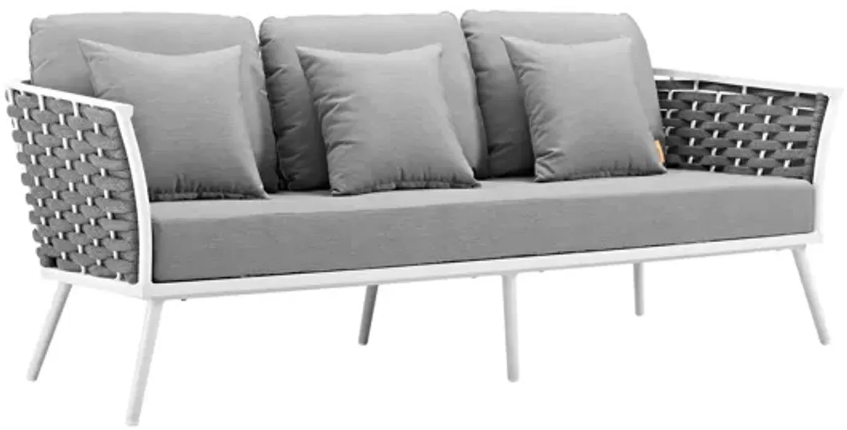 Stance Outdoor Patio Aluminum Sofa in White Gray