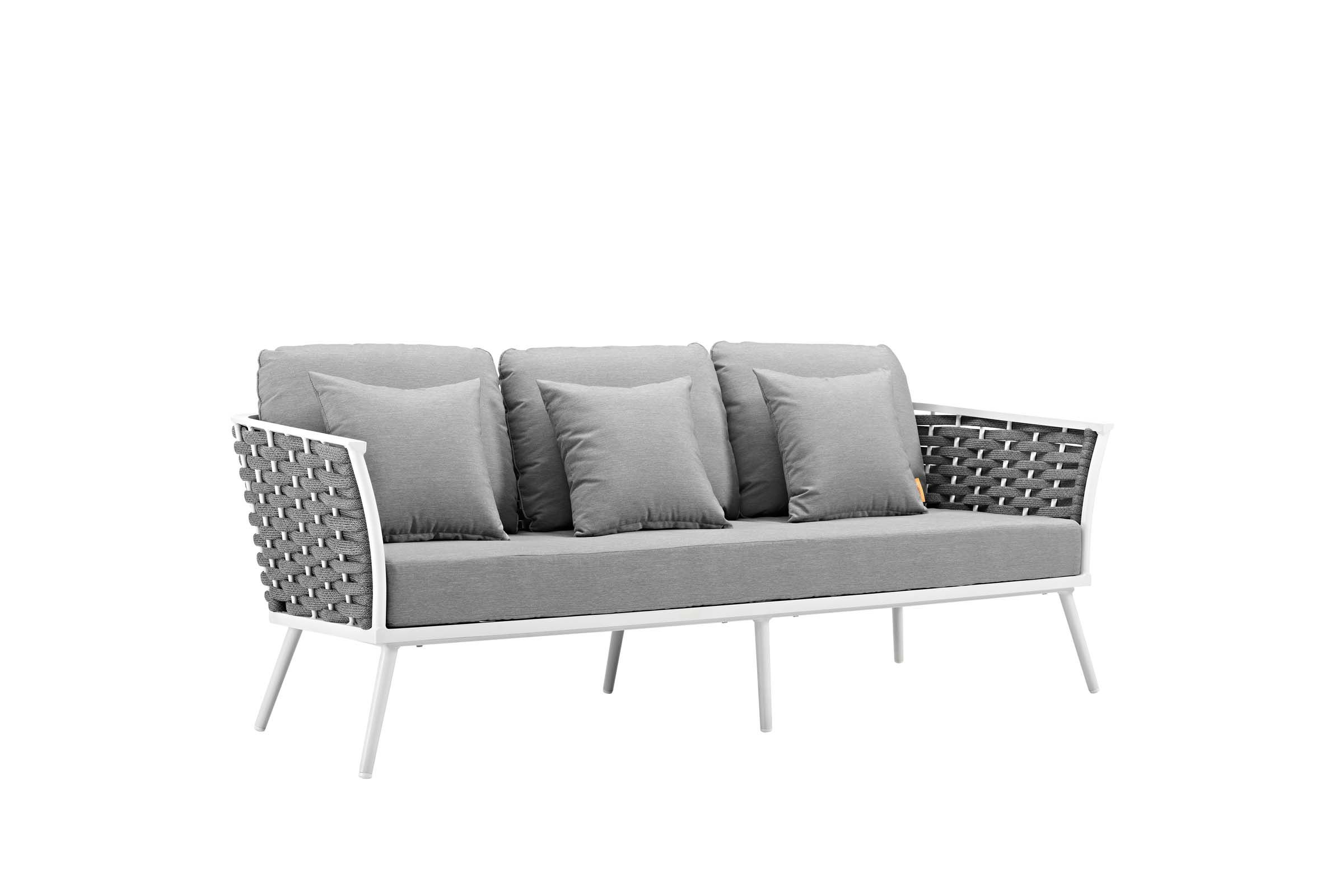 Stance Outdoor Patio Aluminum Sofa in White Gray