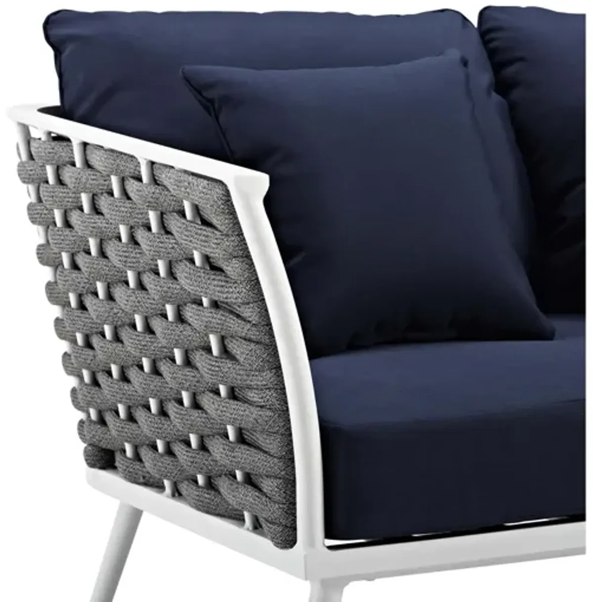 Stance Outdoor Patio Aluminum Sofa in White navy