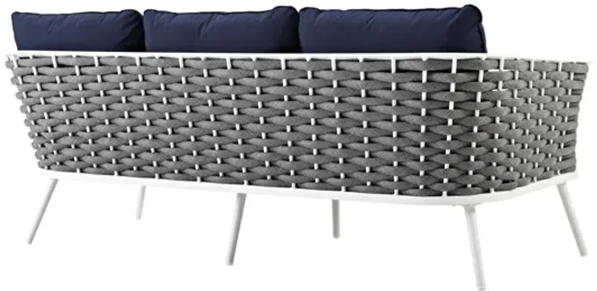 Stance Outdoor Patio Aluminum Sofa in White navy