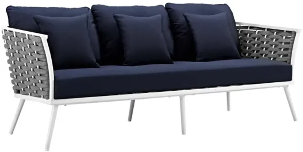 Stance Outdoor Patio Aluminum Sofa in White navy