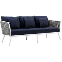 Stance Outdoor Patio Aluminum Sofa in White navy