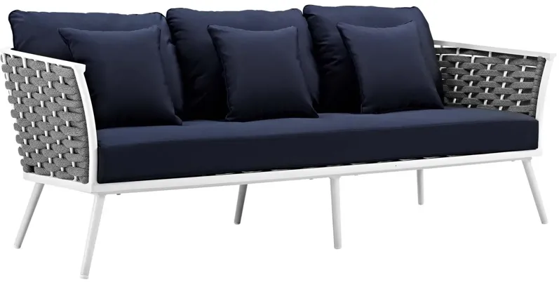 Stance Outdoor Patio Aluminum Sofa in White navy