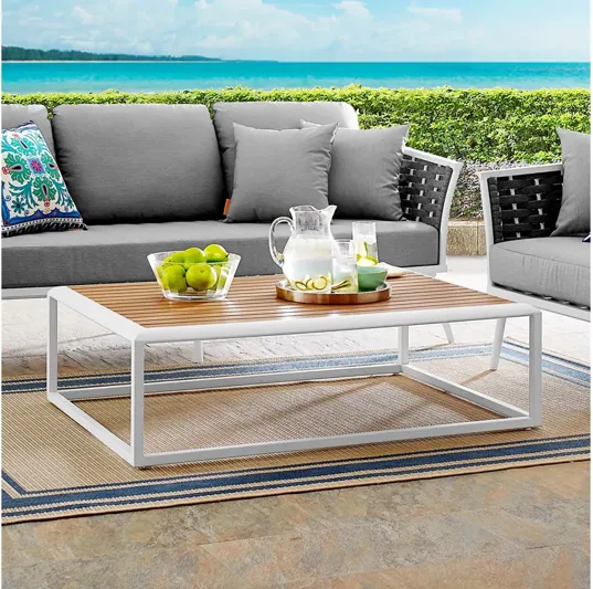 Stance Outdoor Patio Aluminum Coffee Table in White Natural