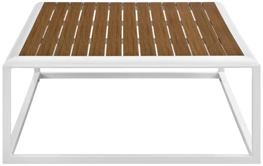 Stance Outdoor Patio Aluminum Coffee Table in White Natural