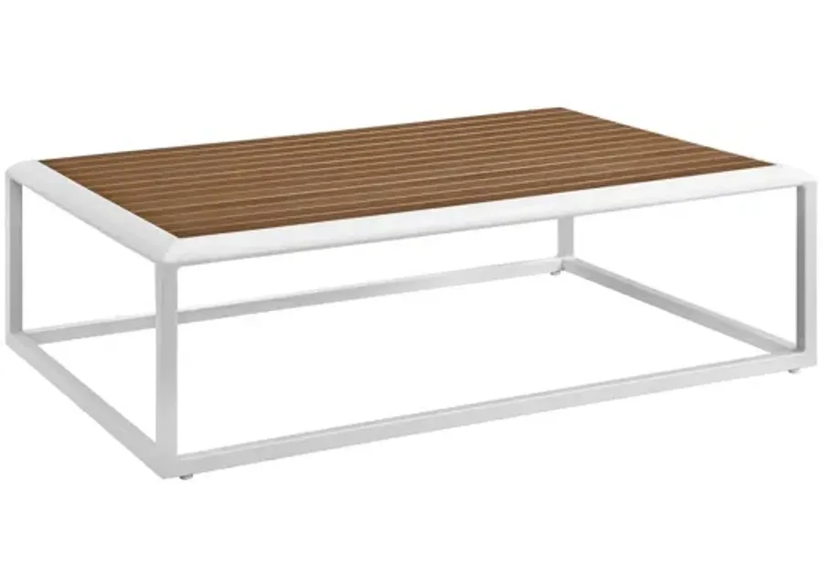 Stance Outdoor Patio Aluminum Coffee Table in White Natural