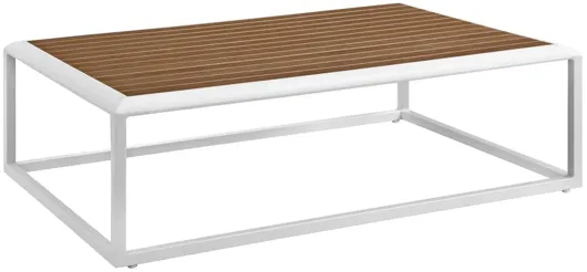 Stance Outdoor Patio Aluminum Coffee Table in White Natural