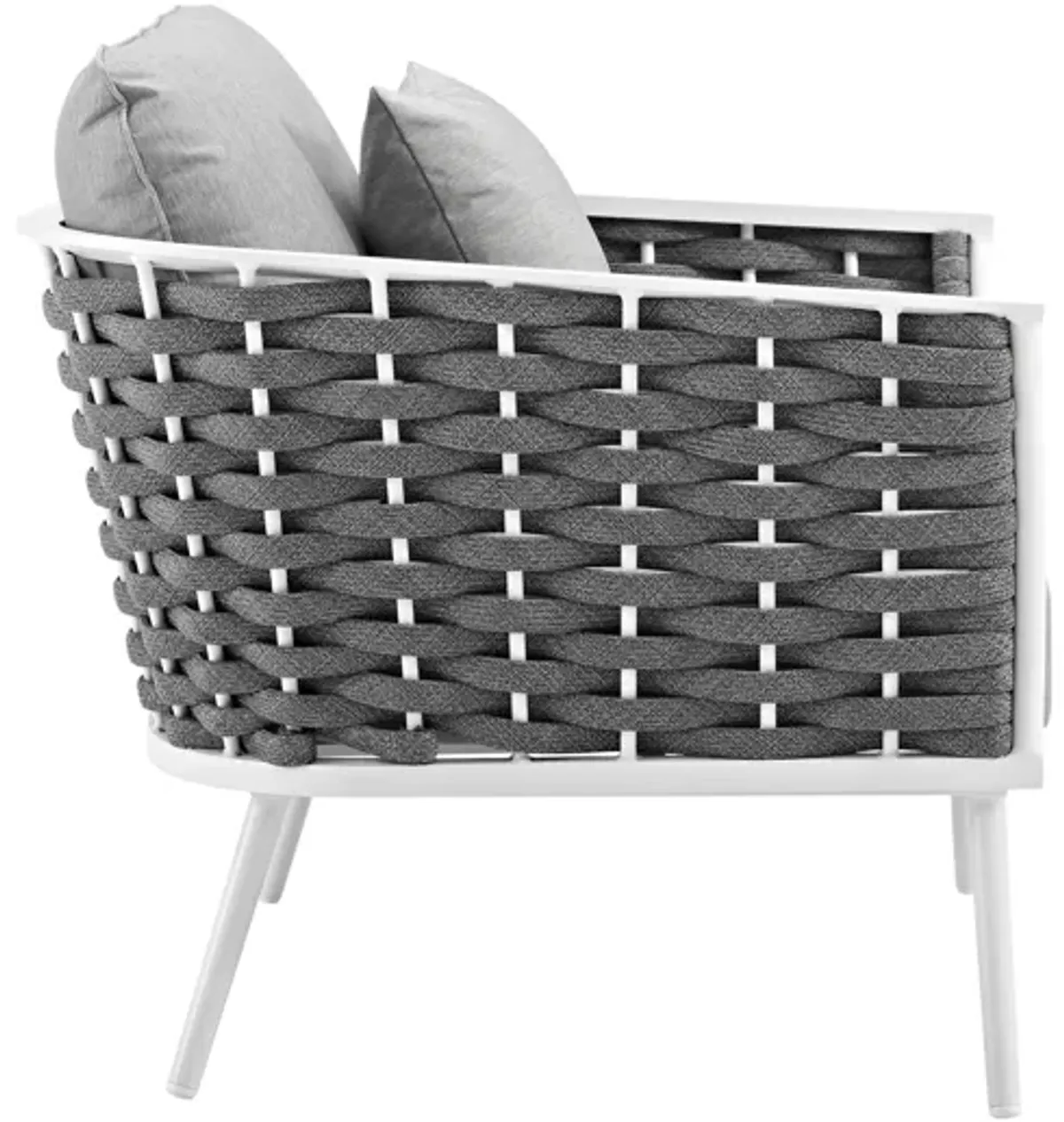 Stance Outdoor Patio Aluminum Armchair in White Gray