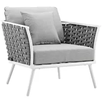 Stance Outdoor Patio Aluminum Armchair in White Gray